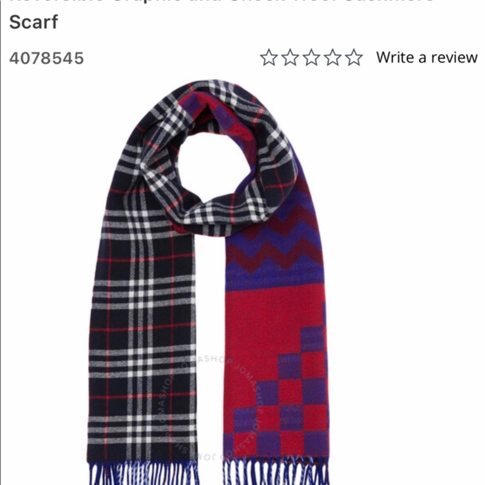 BURBERRY UNISEX CASHMERE SCARF, MIX CHECK PATTERN - Picture 12 of 14